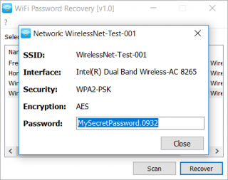 WiFi Password Recovery: schermata informazioni rete wireless