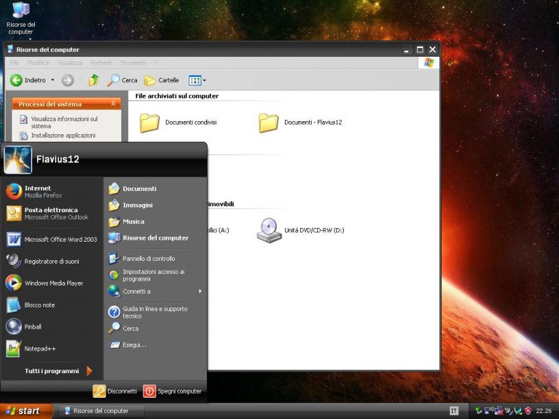 Il mio desktop di Windows XP con Zune Desktop Theme